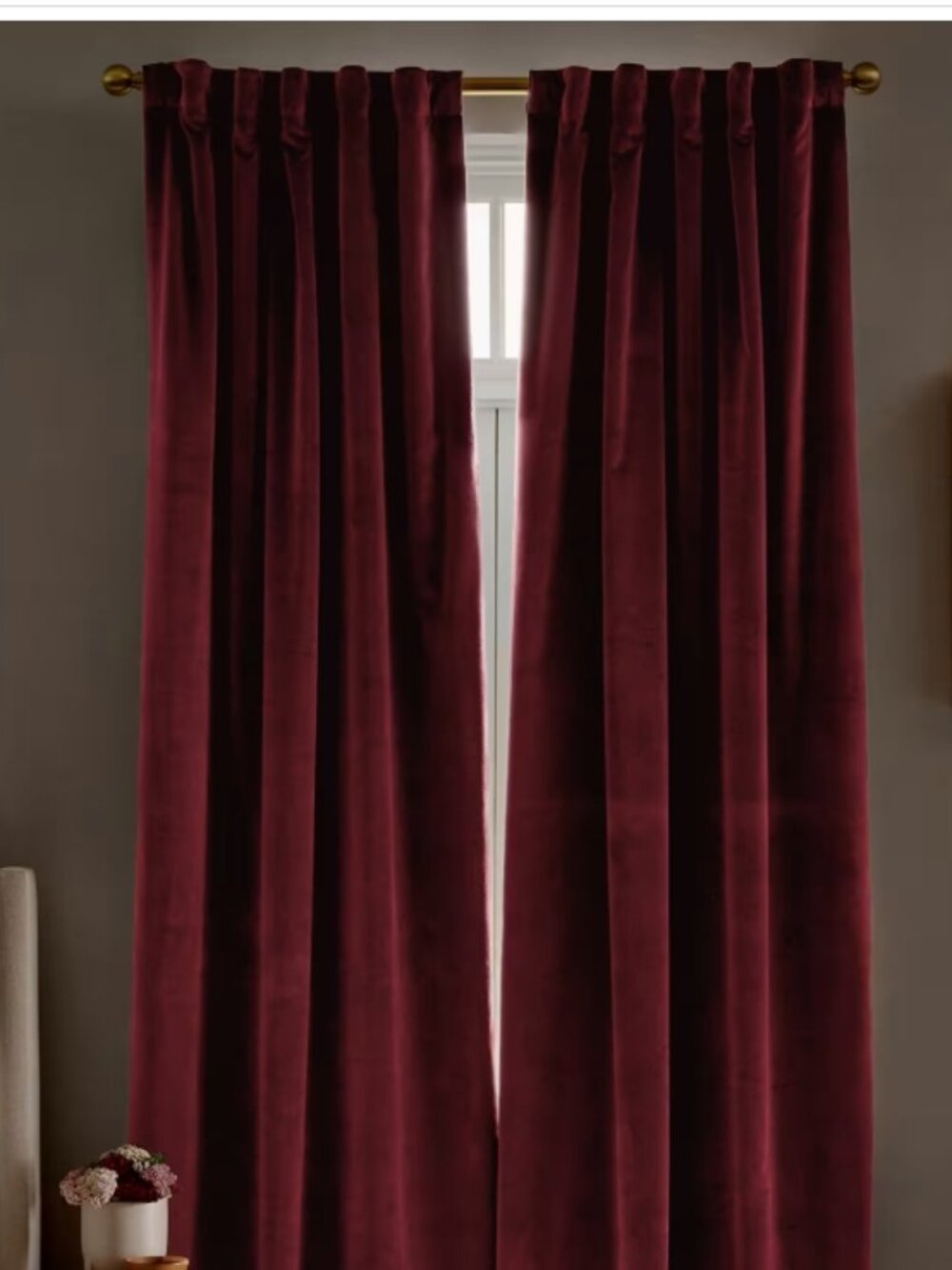 Cotton Velvet True Blackout Curtain - Single Panel Color: Bordeaux